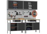 Vidaxl Set Di Banchi Da Lavoro Con Ripiano 8 Pezzi Nero 200 X 55 X 200 Cm Acciaio