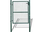 Cancello Da Giardino Jiubiaz Cancello Per Recinzione 125 X 100 Cm In Tubo D'acciaio Zincato Con Serratura E Chiave Cancello Per Recinzione Cancello Da Giardino Misura Della Rete 5 × 5 Cm Verde Antiruggine