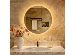 S'afielina Specchio Da Bagno A Led Specchio Rotondo Da Parete Con Interruttore A Sfioramento, 3 Colori Di Luce 3000/4000/6500K 50 Cm