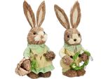2Pcs Easter Bunny Ornament Rustic Bunny Couple Figurine Spring Decor For Home Party Decoration 35Cm/13.8In
