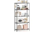 Scaffale Costway, Scaffale Per Carichi Pesanti Con Griglie Metalliche A Forma Di V, 4 Ganci E Ripiani Regolabili, Scaffale Metallico, Scaffale Portaoggetti, 91X35X182 Cm