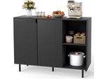 Costway Credenza In Legno, Cassettiera Con 4 Scomparti E 2 Ante, Credenza, Mobile Da Cucina, Ripiani, Armadio Moderno, 106X38X80 Cm, Nero