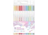 Pennarelli Bifacciali Interdruk Colori Pastello 12 Colori