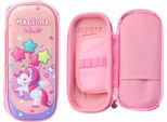 Astuccio Rosa Con Unicorno 3D, Due Scomparti, 24 Cm X 11 Cm X 7 Cm