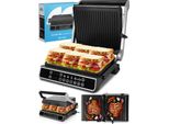 Maltec Grill A Contatto Con Vaschetta SM5000W-PRO Grill Elettrico 2500W Panini Sandwich Maker, 3 Livelli Di Frittura Nero