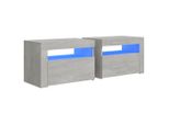 Syfax™ Comodini 2 Pz Con Luci A Led Grigio Cemento 60X35X40 Cm