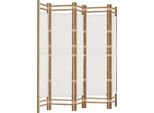 Syfax™ Divisorio Ambienti 5 Pannelli Pieghevole 200 Cm Bambù E Tela