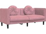 Syfax™ Divano A 2 Posti Con Cuscini Rosa In Velluto