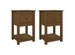 Vidaxl Comodini 2 Pz. Marrone Miele 40X35X61,5 Cm In Legno Di Pino Massiccio