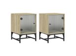 Syfax™ Comodini Con Ante In Vetro 2Pz Rovere Sonoma 35X37X50 Cm