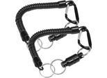 Confezione Da 2 Supporti Magnetici Per Reti Da Sbarco, Attrezzatura Da Pesca In Lega Di Alluminio Nera, Cordino A Spirale Per Rete Da Sbarco E Pinze (Nero)
