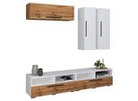 Mobili Tv Arila Rovere Bianco / Miele A. 200 X L. 190 X P. 40 Cm