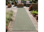 Tappeto Moderno Per Interni Ed Esterni Con Motivo A Fiocco In Verde Dimensioni - 80 X 250 Cm