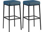 Set Di 2 Sgabelli Da Bar - Sgabello - Design In Tessuto Resistente E Di Facile Manutenzione | Colore: Blu | Colore Base: Nero