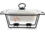Mondex | Servierschale - Rechaud - 31 X 18 X 15 Cm - 1,4 L - Servierplatte - Mit Heizelement - Weiß-Farbe Gold