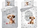 Detexpol Biancheria Da Letto Per Culla In Bambù Merry Cagnolino Grigio Cotone, Bambù, 100/135, 40/60 Cm