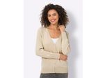 Strickjacke Heine, Damen, Gr. 38, Beige (Sand), 100% Baumwolle, Unifarben, Strickjacken Strickjacke