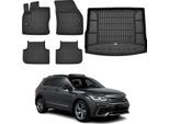 Set Di Tappetini E Fodere Per Il Bagagliaio Omac Per Vw Tiguan 2016-2020 In Gomma Nera 5X
