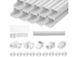 Copri Linea Mini Split 76,2 Mm L 5400 Mm L, Copertura Decorativa Delle Tubazioni In Pvc Per Il Condizionamento Dell'aria Con 10 Condotti Diritti E Componenti Completi, Verniciabile Per Pompe Di Calore, Bianco