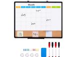 Succebuy 24 "X18"" Calendario Mensile Lavagna Bianca E Lavagna Di Sughero Con Cornice In Alluminio - Lavagna Magnetica A Secco 2 In 1 - Perfetta Per L'ufficio, La Scuola, La Casa - Argento"