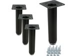 4 X Gambe Per Mobili Regolabili In Altezza, Nero Opaco, 15 Cm, Rotonde, Ideali Per Divani, Cassettiere E Mobili Tv - Set Con 4 Gambe E Viti