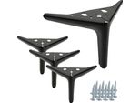 Eleganti Gambe Per Mobili In Nero Opaco, Altezza 12 Cm, 4 Pezzi - Struttura In Metallo Di Alta Qualità Con Protezione Del Pavimento E Design Contemporaneo.