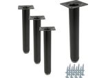 Set Di 4 Gambe Per Mobili Regolabili In Altezza In Nero, Altezza 20 Cm, Forma Rotonda, Metallo, Ideale Per Interni Moderni, Soluzione Stabile Ed Elegante Per La Vostra Casa