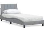 Syfax™ Letto Con Materasso Hanko Grigio Chiaro 90X190 Cm In Tessuto