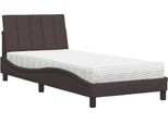 Syfax™ Letto Con Materasso Hanko Marrone Scuro 90X190 Cm In Tessuto
