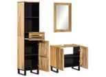 Syfax™ Set Mobili Da Bagno 3 Pz In Legno Massello Di Mango Grezzo