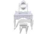 Syfax™ Tavolo Da Trucco Con Specchio E Sgabello 7 Cassetti Bianco