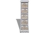 Syfax™ Struttura In Legno Con 5 Cestini Intrecciati Bianchi
