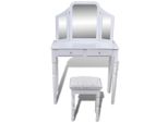 Syfax™ Toletta 3-In-1 Con Specchio Sgabello E 2 Cassetti Bianca