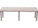 Syfax™ Panca In Legno Massello E Lino 150X40X48 Cm Bianco Crema