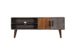 Syfax™ Mobile Tv Grigio 130X30X46 Cm In Legno Massello Di Mango Grezzo