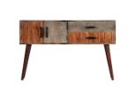 Syfax™ Tavolo Consolle Grigio 120X35X75 Cm In Massello Di Mango Grezzo