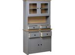 Syfax™ Credenza Grigia 93X40,5X180 Cm In Legno Massello Di Pino Panama