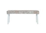 Syfax™ Panca 110 Cm Bianca In Rattan Naturale Kubu E Massello Di Mogano