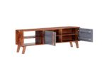 Syfax™ Mobile Porta Tv Grigio 140X30X45 Cm In Legno Massello