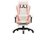 Syfax™ Sedia Da Gaming Con Poggiapiedi Rosa E Bianca In Pelle Finta