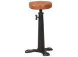 Syfax™ Sgabelli Da Bar 2 Pz Marroni In Vera Pelle E Ghisa