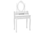 Syfax™ Tavolo Da Trucco E Sgabello Bianco 75X69X140 Cm Legno Paulownia