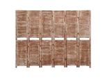 Syfax™ Divisorio 6 Pannelli Marrone 210X165Cm Legno Massello Paulownia