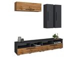 Mobili Tv Arila Antracite / Miele Di Quercia A. 200 X L. 190 X P. 40 Cm