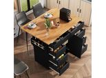 Fortuna Lai Isola Cucina Moderna, Mobile Da Cucina, Carrello Da Cucina Estraibile Con Rotelle E Piano Di Lavoro, Carrello Di Servizio Con Ripiano Per Spezie E 8 Cassetti, Nero
