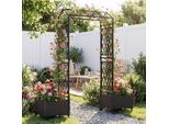 Costway Fioriera, Arco Per Rose 2 In 1 Con Griglia Rampicante, Tettoia Sospesa, Graticcio E 2 Fioriere, Arco Da Giardino Su Ruote, Metallo E Rattan Pp, Marrone