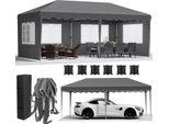 Gazebo Da Giardino - Gazebo Pieghevole Pop Up - 3 X 6 M - Struttura In Alluminio - Tessuto Hdpe Impermeabile Rivestito In Pu - Grigio Scuro
