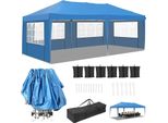 Tenda Gazebo 3X6 M - Gazebo Pieghevole Pop Up - Impermeabile - Hdpe Con Rivestimento Inpoliuretano- Struttura In Alluminio - Quattro Pareti Laterali - Blu