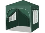 Gazebo Da Giardino - Gazebo Pieghevole Pop-Up 2X2 M - Pieghevole - Protezione Uv - Impermeabile - Con Pareti Laterali - Regolabile In Altezza - Verde