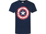 Maglietta Captain America Distress Shield Uomo NS4912 (S) (Blu)
